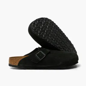 Birkenstock Boston Suede Clogs (Soft Footbed)- Black
