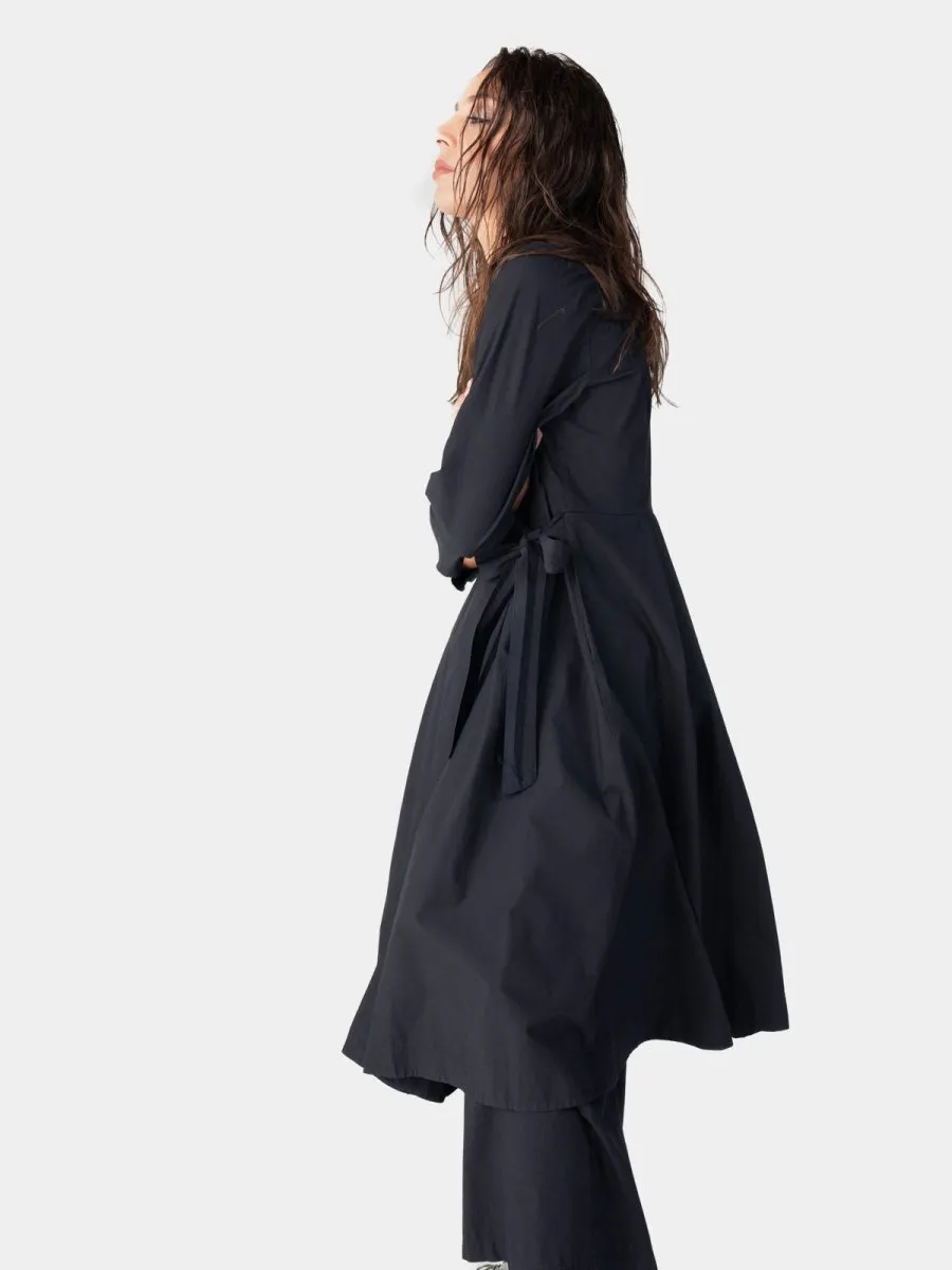 Pleated Midi Cotton Wrap Dress