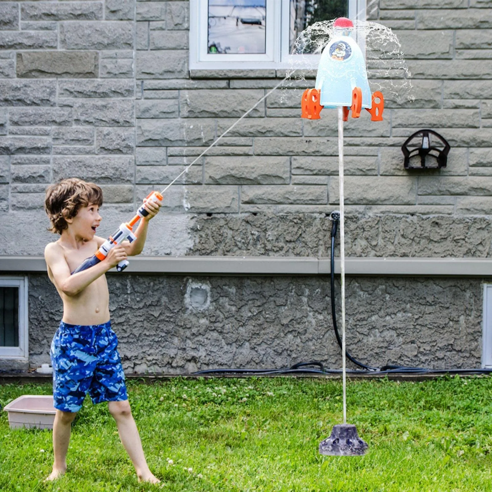QDH Sprinkler for Kids Summer Toys 360-degree Rotation Kids' Sprinkler Water Rocket Kids' Sprinklers for Yard Outdoor Kids' Toys Water Summer Water Toys for Kids Outside Water Toys for Kids Ages 3-12